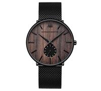 RORIOS Hombre Relojes Analógico Cuarzo Reloj Moda Minimalista Relojes con Negra Correa en Malla Acero Inoxidable Casual Reloj de Pulsera
