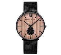 RORIOS Hombre Relojes Analógico Cuarzo Reloj Moda Minimalista Relojes con Negra Correa en Malla Acero Inoxidable Casual Reloj de Pulsera