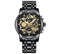 RORIOS Hombre Relojes Cronografo Analógico Cuarzo Reloj con Correa de Acero Inoxidable Impermeable Luminoso Moda Relojes de Pulsera para Hombre