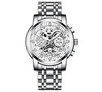 RORIOS Hombre Relojes Cronografo Analógico Cuarzo Reloj con Correa de Acero Inoxidable Impermeable Luminoso Moda Relojes de Pulsera para Hombre