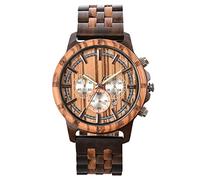 RORIOS Hombre Relojes de Madera Impermeable Reloj de Madera de Cuarzo Analógico Natural Cronógrafo Reloj de Pulsera Deportivo para Hombre