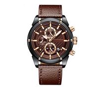 RORIOS Hombre Relojes de Pulsera Cuero Correa Reloj Luminoso Calendario Multifunción Relojes