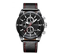 RORIOS Hombre Relojes de Pulsera Cuero Correa Reloj Luminoso Calendario Multifunción Relojes