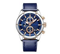 RORIOS Hombre Relojes de Pulsera Cuero Correa Reloj Luminoso Calendario Multifunción Relojes