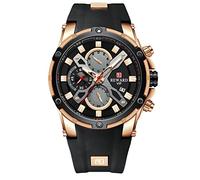 RORIOS Hombre Relojes de Pulsera Luminoso Reloj Análogo de Cuarzo con Correa en Silicona Moda Cronógrafo Reloj para Hombre