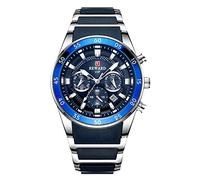 RORIOS Hombre Relojes de Pulsera Luminoso Relojes Cuarzo Analógico Relojes con Correa de Acero Inoxidable Casual Multifuncional Reloj de Hombre