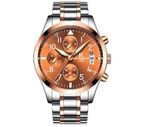 RORIOS Hombres Relojes de Pulsera Cuarzo Analógico Business Acero Inoxidable Band Cronógrafo Timer Luz