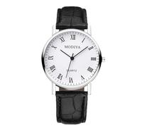RORIOS Hombres Relojes Digitales/Números Romanos/Cronógrafo Triple con Correa de Cuero Cuarzo Analógico Reloj Clásico Moda Impermeable Watches Blanco y Negro A