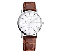 RORIOS Hombres Relojes Digitales/Números Romanos/Cronógrafo Triple con Correa de Cuero Cuarzo Analógico Reloj Clásico Moda Impermeable Watches Blanco y marrón B