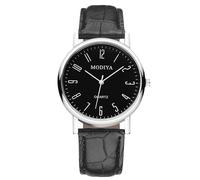 RORIOS Hombres Relojes Digitales/Números Romanos/Cronógrafo Triple con Correa de Cuero Cuarzo Analógico Reloj Clásico Moda Impermeable Watches Negro