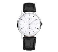 RORIOS Hombres Relojes Digitales/Números Romanos/Cronógrafo Triple con Correa de Cuero Cuarzo Analógico Reloj Clásico Moda Impermeable Watches Blanco y Negro B