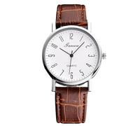 RORIOS Hombres Relojes Digitales/Números Romanos/Cronógrafo Triple con Correa de Cuero Cuarzo Analógico Reloj Clásico Moda Impermeable Watches Blanco y marrón