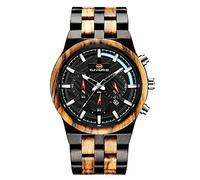 RORIOS Moda Reloj de Madera ecológico Reloj Luminoso Reloj Analógico Cuarzo Reloj Men Watch con Calendario Multifunción Relojes
