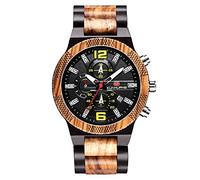 RORIOS Moda Reloj de Madera Reloj de Hombre Analógico Cuarzo Cronógrafo Relojes Madera Reloj de Pulsera Natural De Madera del Reloj Multifunción
