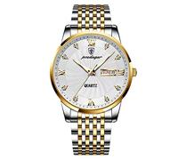 RORIOS Moda Reloj Hombre Análogo Cuarzo Reloj con Correa en Acero Inoxidable Luminoso Calendario Reloj Impermeable Reloj de Pulsera para Hombre