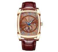 RORIOS Moda Relojes Hombre Cuarzo Analógico Relojes Luminosos Esfera Banda de Cuero Impermeable Relojes Deportivos para Hombre, marrón, Correa