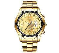 RORIOS Moda Relojes Hombre Luminoso Reloj Análogo Cuarzo Reloj con Correa en Acero Inoxidable Business Reloj de Pulsera