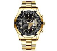 RORIOS Moda Relojes Hombre Luminoso Reloj Análogo Cuarzo Reloj con Correa en Acero Inoxidable Business Reloj de Pulsera