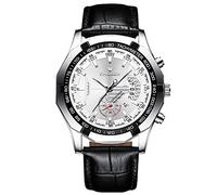 RORIOS Moda Relojes Hombre Luminoso Reloj Análogo Cuarzo Reloj con Correa en Cuero Business Reloj de Pulsera