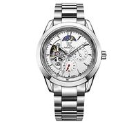 RORIOS Moda Relojes Luminoso Reloj Hombre Mecánico Automático Relojes con Correa de Acero Inoxidable Clásico Esqueleto Reloj de Pulsera