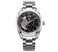 RORIOS Moda Relojes Luminoso Reloj Hombre Mecánico Automático Relojes con Correa de Acero Inoxidable Clásico Esqueleto Reloj de Pulsera