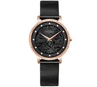 RORIOS Moda Relojes Mujer Analógico Cuarzo Reloj con Pulsera Acero Inoxidable Impermeable Elegante Relojes para Mujer Niña, Negro, Pulsera