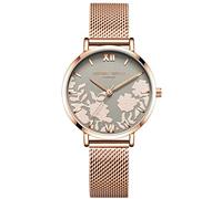 RORIOS Mujer Relojes de Pulsera Impermeable Cuarzo Analogico Relojes Mesh Correa en Acero Inoxidable Moda Flor Relojes de Mujer Dama
