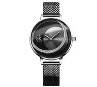 RORIOS Mujer Relojes de Pulsera Impermeable Cuarzo Analogico Relojes Minimalismo Diamante Dial Mesh Strap Moda Relojes de Mujer Dama