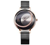 RORIOS Mujer Relojes de Pulsera Impermeable Cuarzo Analogico Relojes Minimalismo Diamante Dial Mesh Strap Moda Relojes de Mujer Dama