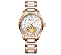 RORIOS Mujer Relojes Mecánico Automático Reloj con Correa en Acero Inoxidable Impermeable Luminoso Relojes de Pulsera Oro Rosa