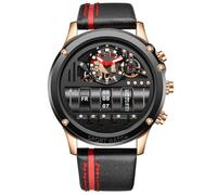 RORIOS - Reloj analógico para Hombre de Cuarzo, Correa de Piel, Impermeable, Casual, Deportivo, Luminoso, Negocios, Relojes para Hombres, Negro, Casual, Deportivo, Elegante, y Moda