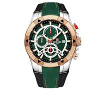 RORIOS - Reloj analógico para Hombre, de Cuarzo, de Silicona, Impermeable, cronógrafo Deportivo, Relojes de Moda, Gran Esfera, Verde, Correa