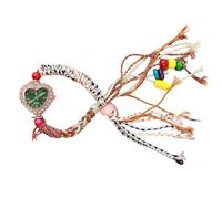 RORIOS Reloj Bohemio Artesanal Trenzado en Cuerda para Mujeres Relojes Pulsera Cuentas Coloridas y Decoración Corazón Watch de Cuarzo Ligero Brazalete con Hebilla Tracción Ajustable Verde