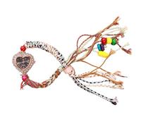 RORIOS Reloj Bohemio Artesanal Trenzado en Cuerda para Mujeres Relojes Pulsera Cuentas Coloridas y Decoración Corazón Watch de Cuarzo Ligero Brazalete con Hebilla Tracción Ajustable Negro