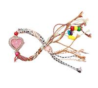 RORIOS Reloj Bohemio Artesanal Trenzado en Cuerda para Mujeres Relojes Pulsera Cuentas Coloridas y Decoración Corazón Watch de Cuarzo Ligero Brazalete con Hebilla Tracción Ajustable Rojo