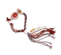 RORIOS Reloj Boho Mujeres Pulsera Trenzada Flecos Perlas Cuarzo Analógico Resistente al Agua Accesorio Moda para Playa Fiesta & Día Rojo
