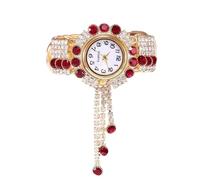 RORIOS Reloj Brazalete Mujer con Adornos Cristal Elegante Relojes Bangle Tono Dorado de Movimiento Cuarzo Watch Moda Multicolor para Uso Diario & Regalo Rojo