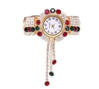 RORIOS Reloj Brazalete Mujer con Adornos Cristal Elegante Relojes Bangle Tono Dorado de Movimiento Cuarzo Watch Moda Multicolor para Uso Diario & Regalo Rojo Verde
