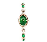 RORIOS Reloj Correa Adornada trébol Cuatro Hojas Piedras Preciosas Relojes analógico de Cuarzo con Incrustaciones de Diamantes Wristwatch Impermeable Verde