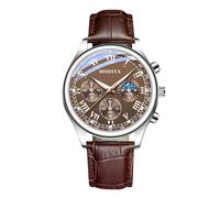 RORIOS Reloj Cronógrafo Cuarzo Analógico para Hombre Relojes Multifunción Negocios Números Romanos Clásico Moda Correa de Cuero Impermeable Watches Marrón
