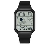 RORIOS Reloj Cuadrado de Pulsera Hombre Multifuncional Electrónico 50M Impermeable Casual Digital Correa de Goma Negro
