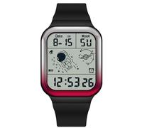 RORIOS Reloj Cuadrados de Pulsera para Hombre Reloj Multifuncional Electrónico Relojes 50M Impermeable Reloj Casuales Digital Reloj Correa de Goma Negro Rojo
