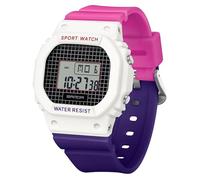 RORIOS Reloj Cuadrados Electrónico de Pulsera Reloj Niños Niñas Casual Relojes Moda Multifuncional Digital Reloj Sencillo Impermeable para Hombres Mujeres Púrpura Blanca