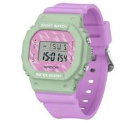 RORIOS Reloj Cuadrados Electrónico de Pulsera Reloj Niños Niñas Casual Relojes Moda Multifuncional Digital Reloj Sencillo Impermeable para Hombres Mujeres Púrpura Verde