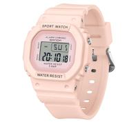 RORIOS Reloj Cuadrados Electrónico de Pulsera Reloj Niños Niñas Casual Relojes Moda Multifuncional Digital Reloj Sencillo Impermeable para Hombres Mujeres Rosa