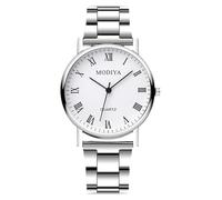 RORIOS Reloj Cuarzo Analógico Cronógrafo Simple Doble o Triple Relojes con Números Digitales y Romanos Clásico Moda Correa de Acero Inoxidable Impermeable Watches Blanco A