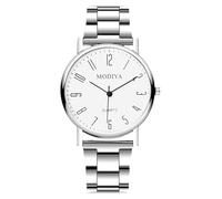 RORIOS Reloj Cuarzo Analógico Cronógrafo Simple Doble o Triple Relojes con Números Digitales y Romanos Clásico Moda Correa de Acero Inoxidable Impermeable Watches Blanco