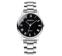 RORIOS Reloj Cuarzo Analógico Cronógrafo Simple Doble o Triple Relojes con Números Digitales y Romanos Clásico Moda Correa de Acero Inoxidable Impermeable Watches Negro A