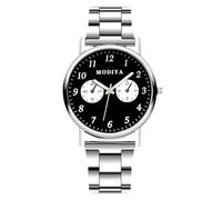 RORIOS Reloj Cuarzo Analógico Cronógrafo Simple Doble o Triple Relojes con Números Digitales y Romanos Clásico Moda Correa de Acero Inoxidable Impermeable Watches Negro D