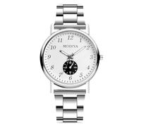 RORIOS Reloj Cuarzo Analógico Cronógrafo Simple Doble o Triple Relojes con Números Digitales y Romanos Clásico Moda Correa de Acero Inoxidable Impermeable Watches Blanco C